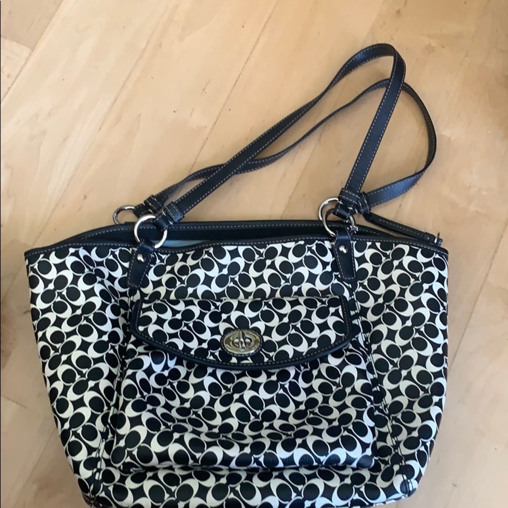 Coach black and white handbag